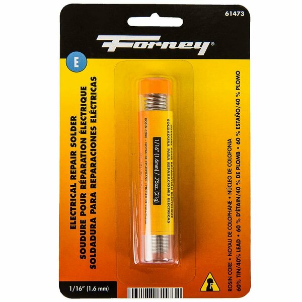 Forney Solder, Electrical Repair, Rosin Core, 1/16 in, .75 Ounce 61473